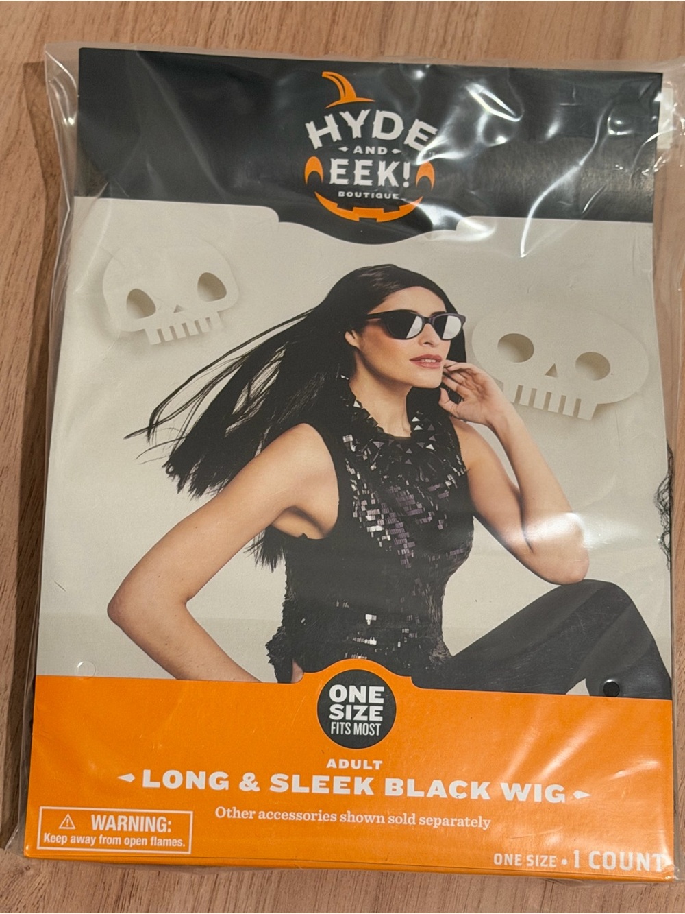 Long & Sleek Black Wig - Adult Halloween costume accessories